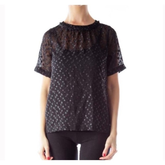 Madewell Tops - Madewell Women Top in Metallic Dot Size XS Black Short Sleeve